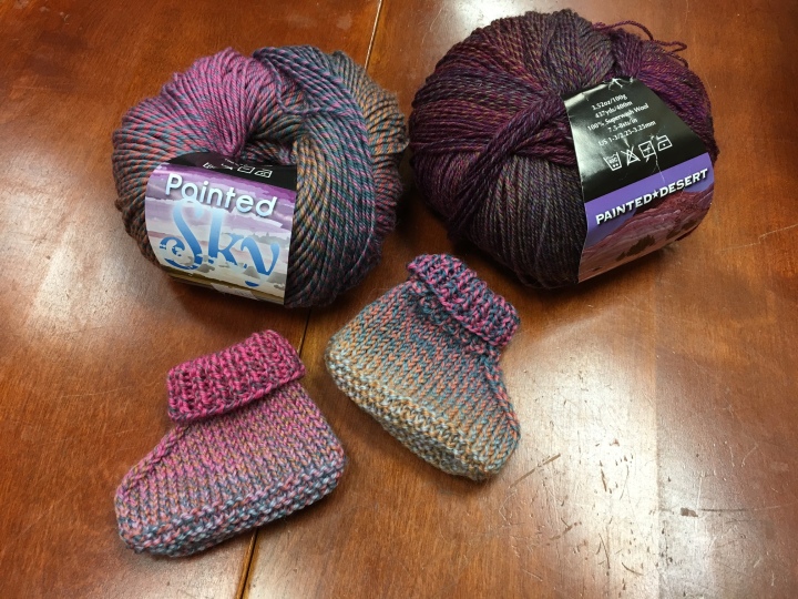 Baby Booties knit in Gradient Yarn